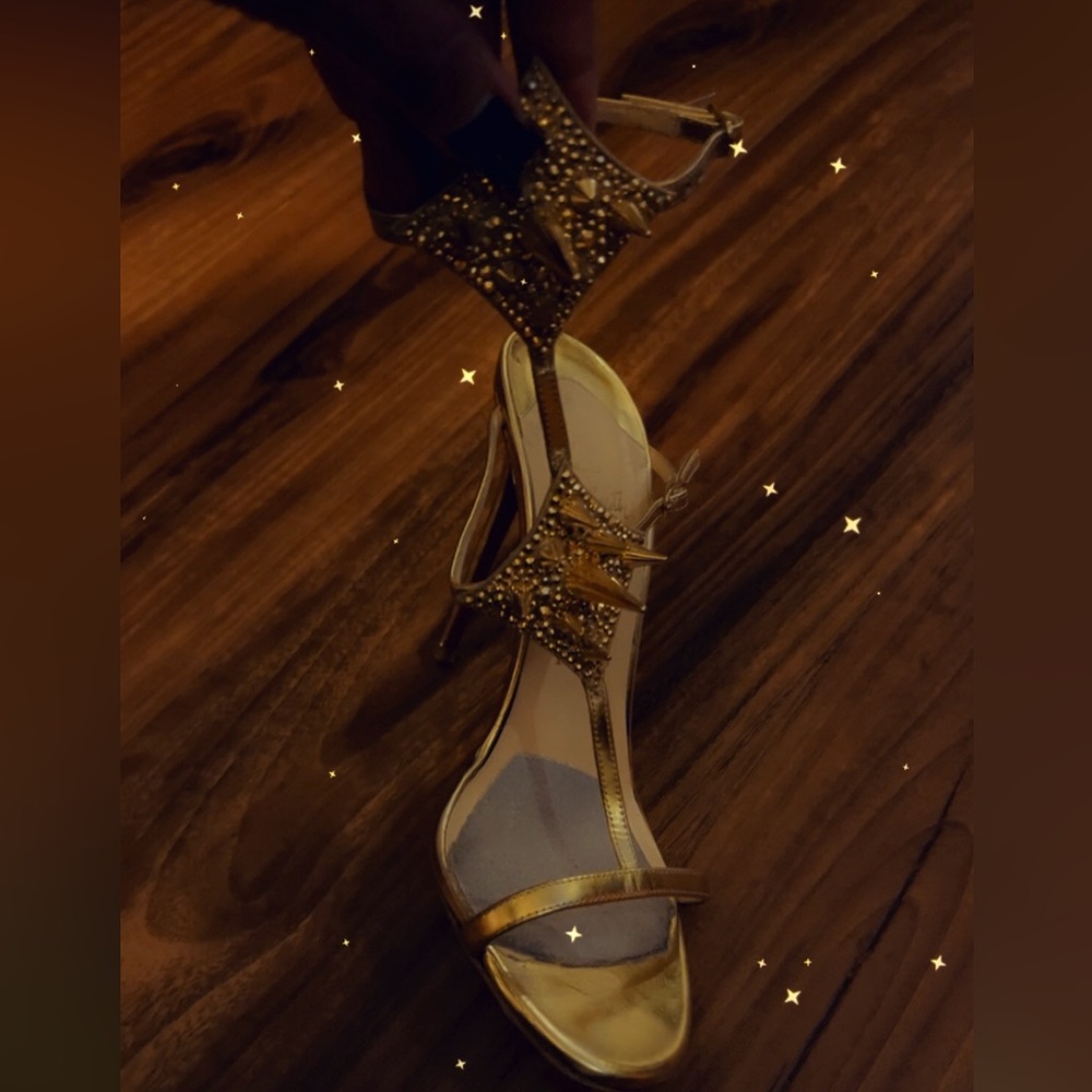 Christian Louboutin gold spike sandal size 8 they run a whole sixe small